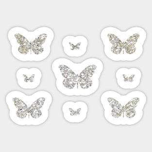 Silver Faux Glitter Butterflies Sticker